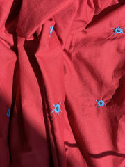 Maroon Saree with Deep Blue Ajrakh Patchwork on border and pallu