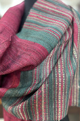Tussar Silk Magenta Bhujodi Stole with Teal Green weaving