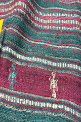 Tussar Silk Magenta Bhujodi Stole with Teal Green weaving