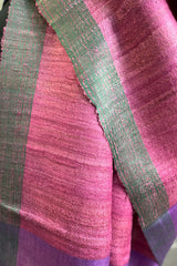 Orchid Pink with Peacock green coloured Border Pure Tussar Silk Dupatta