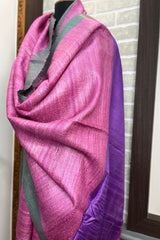 Orchid Pink with Peacock green coloured Border Pure Tussar Silk Dupatta