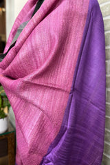 Orchid Pink with Peacock green coloured Border Pure Tussar Silk Dupatta