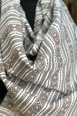 White with Black and Brown weaving Pahadi Stole