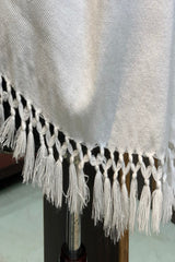 White with Black and Brown weaving Pahadi Stole
