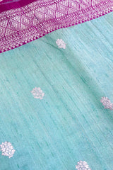 Light blue Pure Raw Silk Banarasi Saree