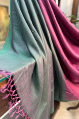 Pure Tussar Silk Pink saree with Green pallu and border