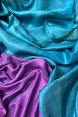 Pure Tussar silk firozi ( Chintamani) saree with green border and magenta pallu