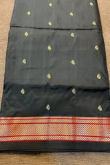 Pure Silk Black with Maroon Border Handloom Paithani