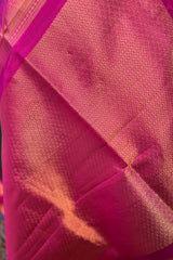 Emerald Green Pure Silk Narayanpet saree with magenta border and pallu