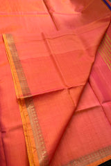 Dual Shaded Peachish Pink pure I’ll handloom Inchpar saree with running pallu and blouse