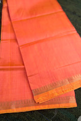 Dual Shaded Peachish Pink pure I’ll handloom Inchpar saree with running pallu and blouse
