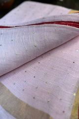 Baby Pink Linen Sequins Saree