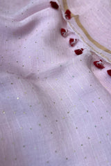 Baby Pink Linen Sequins Saree