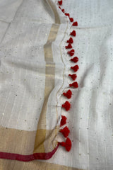 White Linen Sequins Saree
