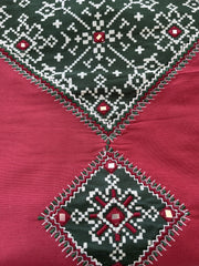 Maroon Kurta with Bottle Green Mashroo Silk Patchwork for Yoke