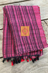 Pink Purple Handwoven Ketia Tussar Silk Ghicha