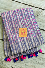 Bronz Purple Dual Toned Handwoven Ketia Tussar Silk Ghicha