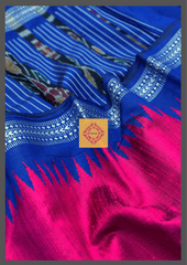 Magenta Raw Silk with Deep Blue Vidarbh Border