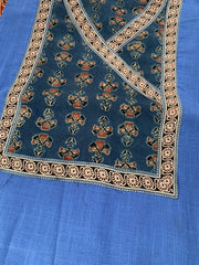 Indigo Blue with Deep Handblocked Ajrakh Patchwork Yoke