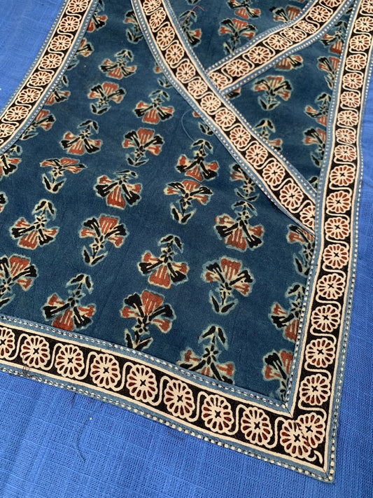 Indigo Blue with Deep Handblocked Ajrakh Patchwork Yoke