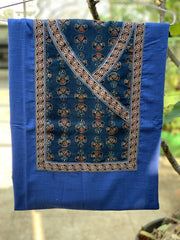 Indigo Blue with Deep Handblocked Ajrakh Patchwork Yoke