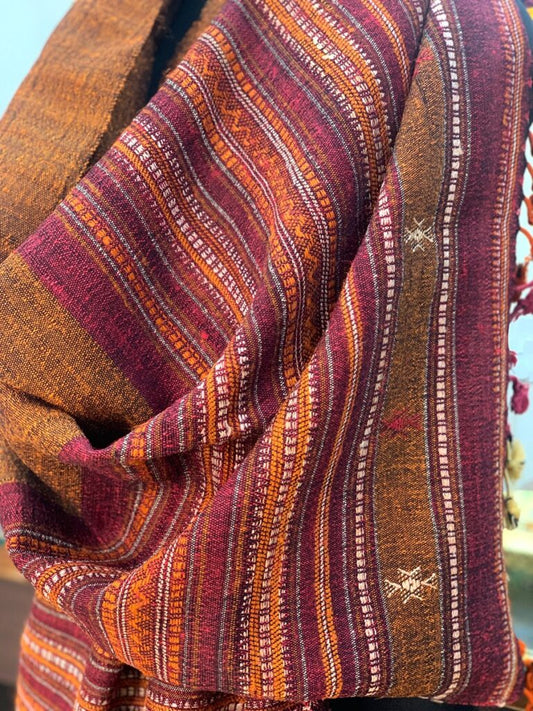 Rust By Magenta Handwoven Tussar Silk Ghicha Bhujodi Stole