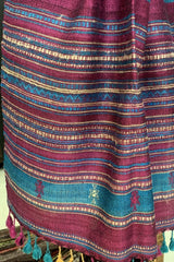 Torquiose Blue with Magenta Handwoven Tussar Ghicha Bhujodi Stole