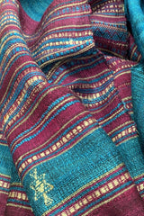 Torquiose Blue with Magenta Handwoven Tussar Ghicha Bhujodi Stole