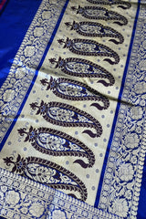 Royal Blue Pure Katan Silk Banarasi