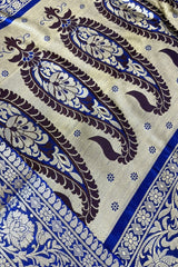 Royal Blue Pure Katan Silk Banarasi