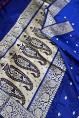 Royal Blue Pure Katan Silk Banarasi