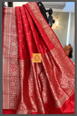 Red Pure Katan Silk Banarasi