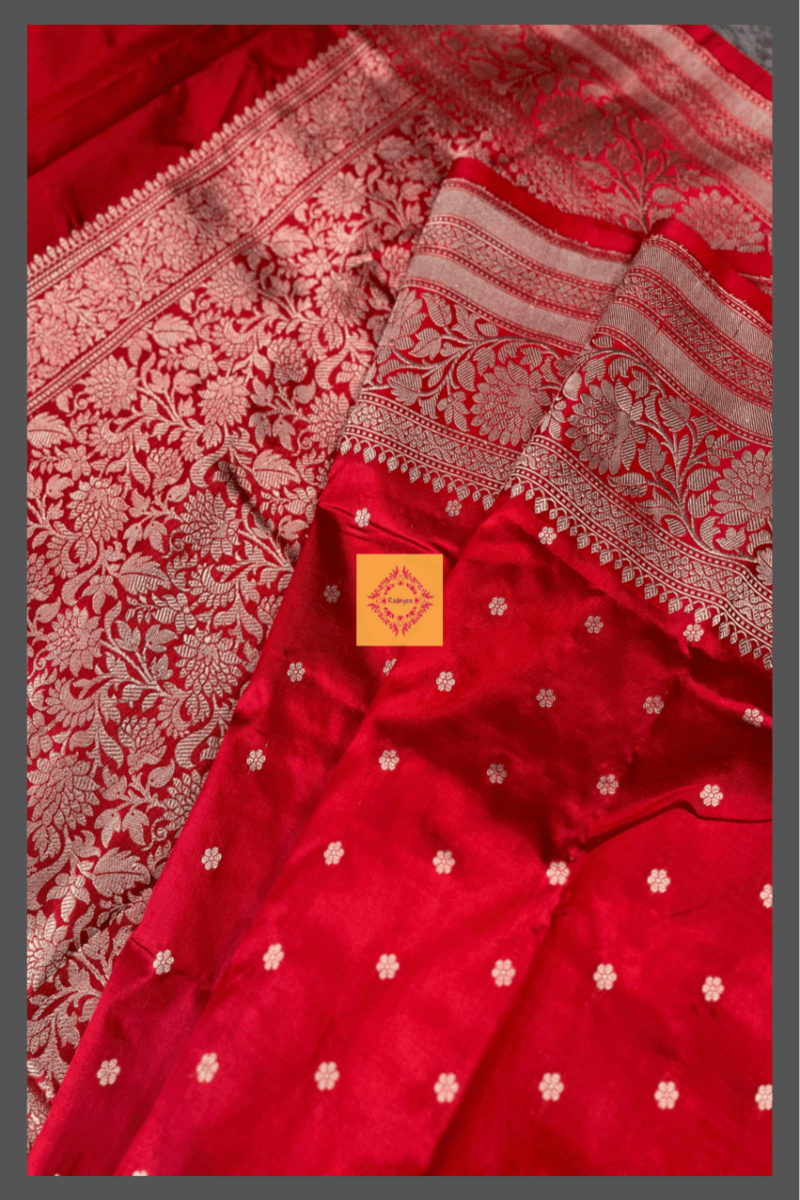 Red Pure Katan Silk Banarasi