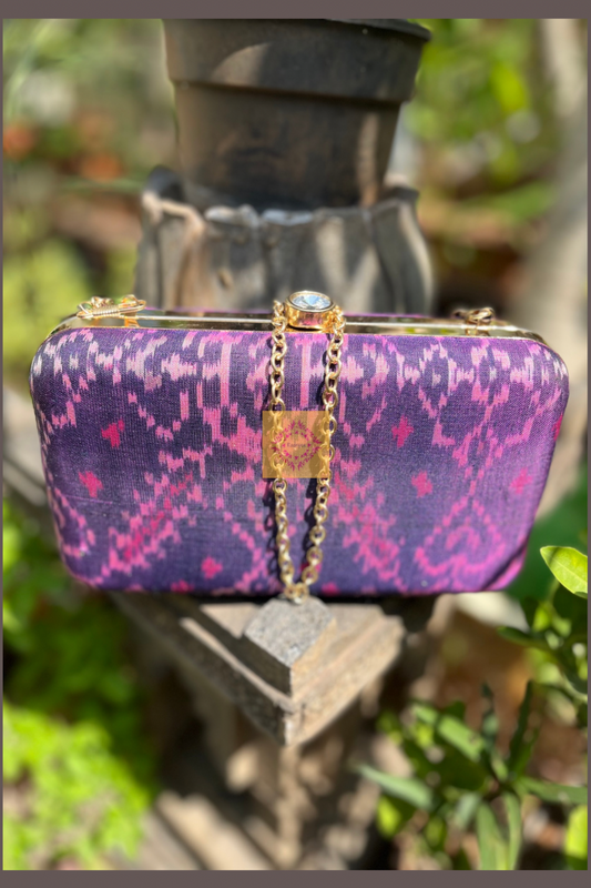 Purple Pure Silk Rajkot Patola Clutch