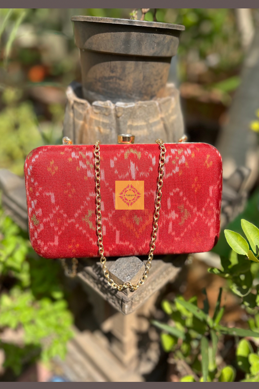 Red Pure Silk Rajkot Patola Clutch