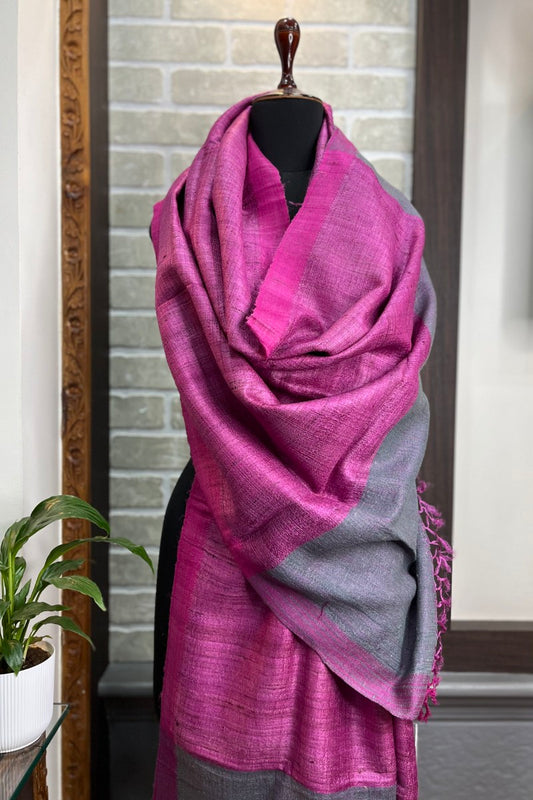 Magenta Pure Tussar Silk Dupatta