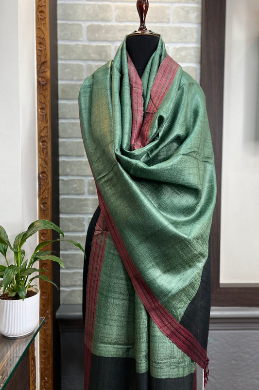 Light Mint Green Pure Tussar Silk Dupatta