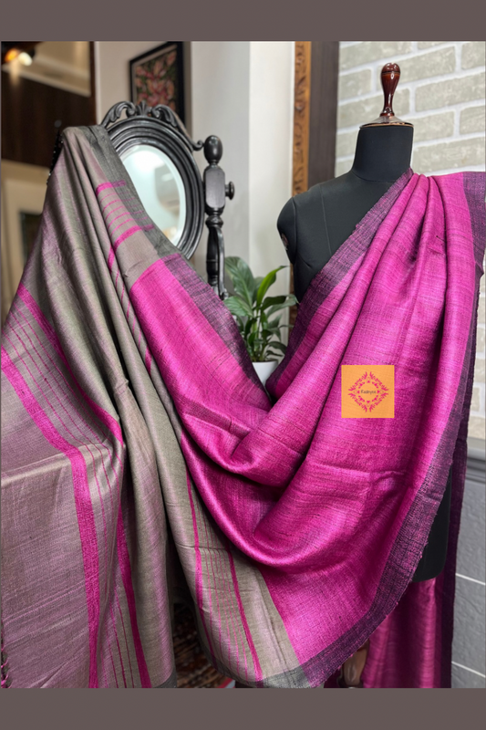 Orchid Pink Saree with Brownish pallu