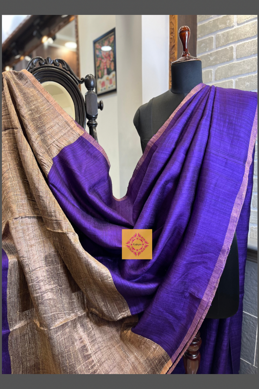 Orchid Purple, handwoven Pure Matka Silk Saree with tussar Pallu