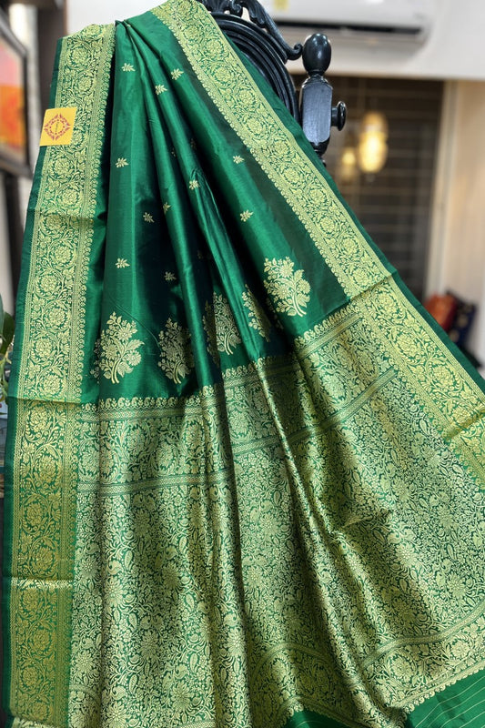 Traditional Green Pure Silk Banarasi Saree