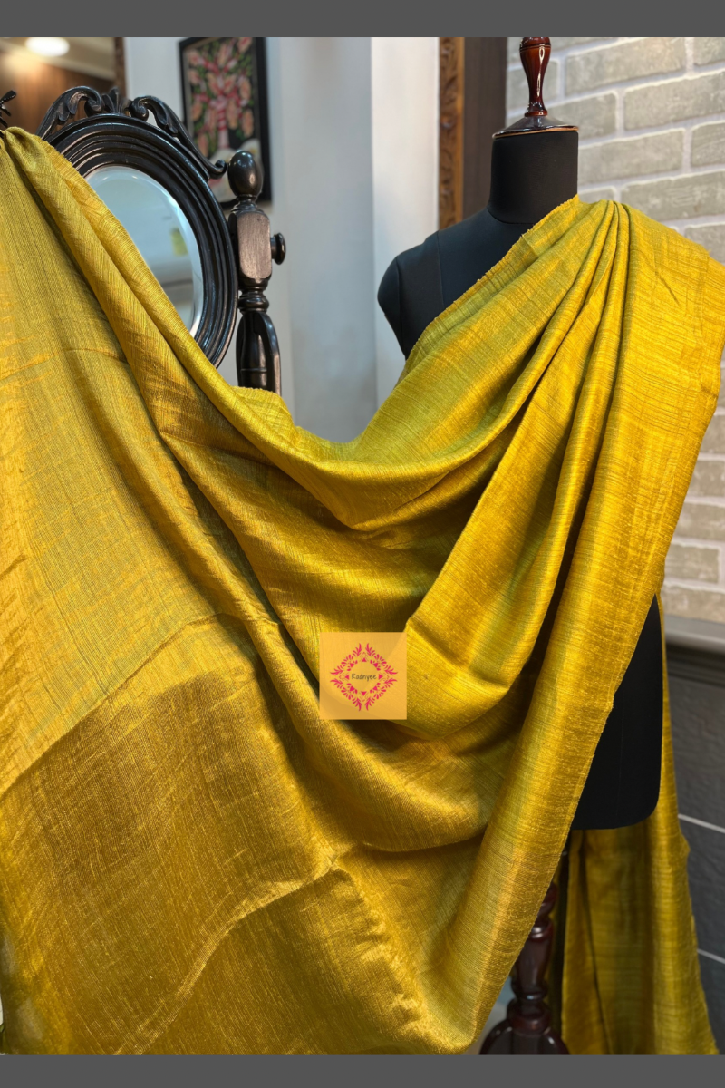 Golden Mustard Pure Matka Silk Saree with zari pallu