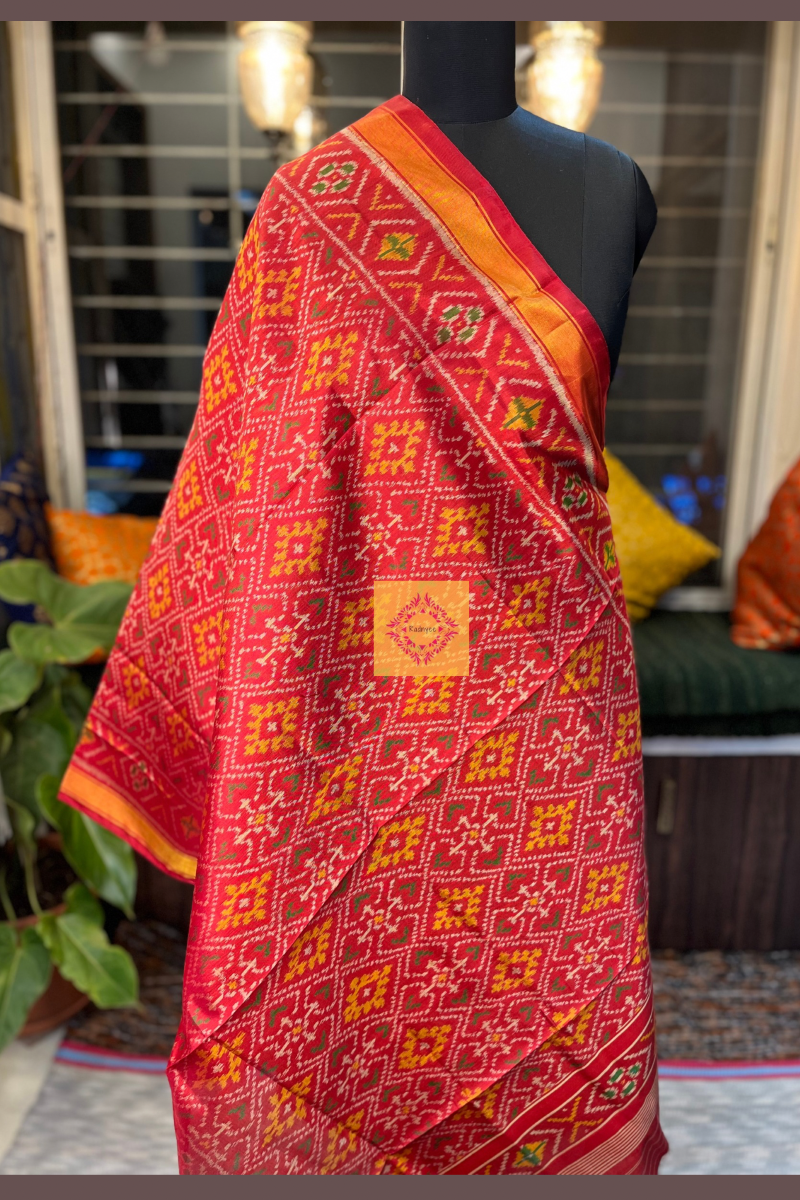 Red Pure Silk Rajkot Patola Dupatta