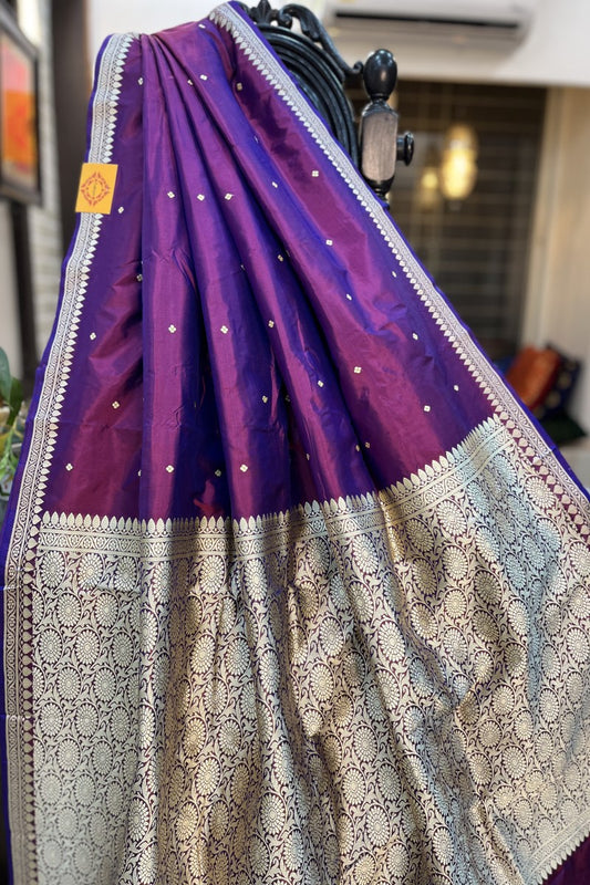 Purple Pink Dual toned Pure Silk Saree