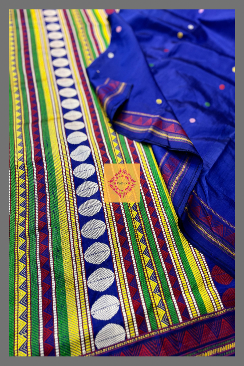 Royal Blue- Pure Silk Handwoven Tribal Dongria