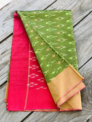 Mehendi Green Handloom Cotton Ikkat Saree