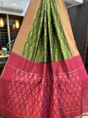 Mehendi Green Handloom Cotton Ikkat Saree