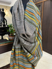 Earthy Grey Handwoven Tussar Silk Ghicha Bhujodi Dupatta