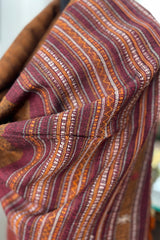 Tussar Silk Rust Bhujodi Stole with Maroon Weaving