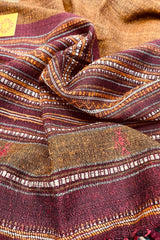 Tussar Silk Rust Bhujodi Stole with Maroon Weaving