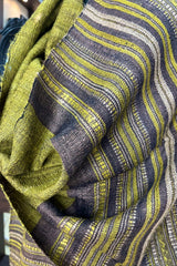 Tussar Silk Green Bhujodi Stole with Deep Purple Weaving